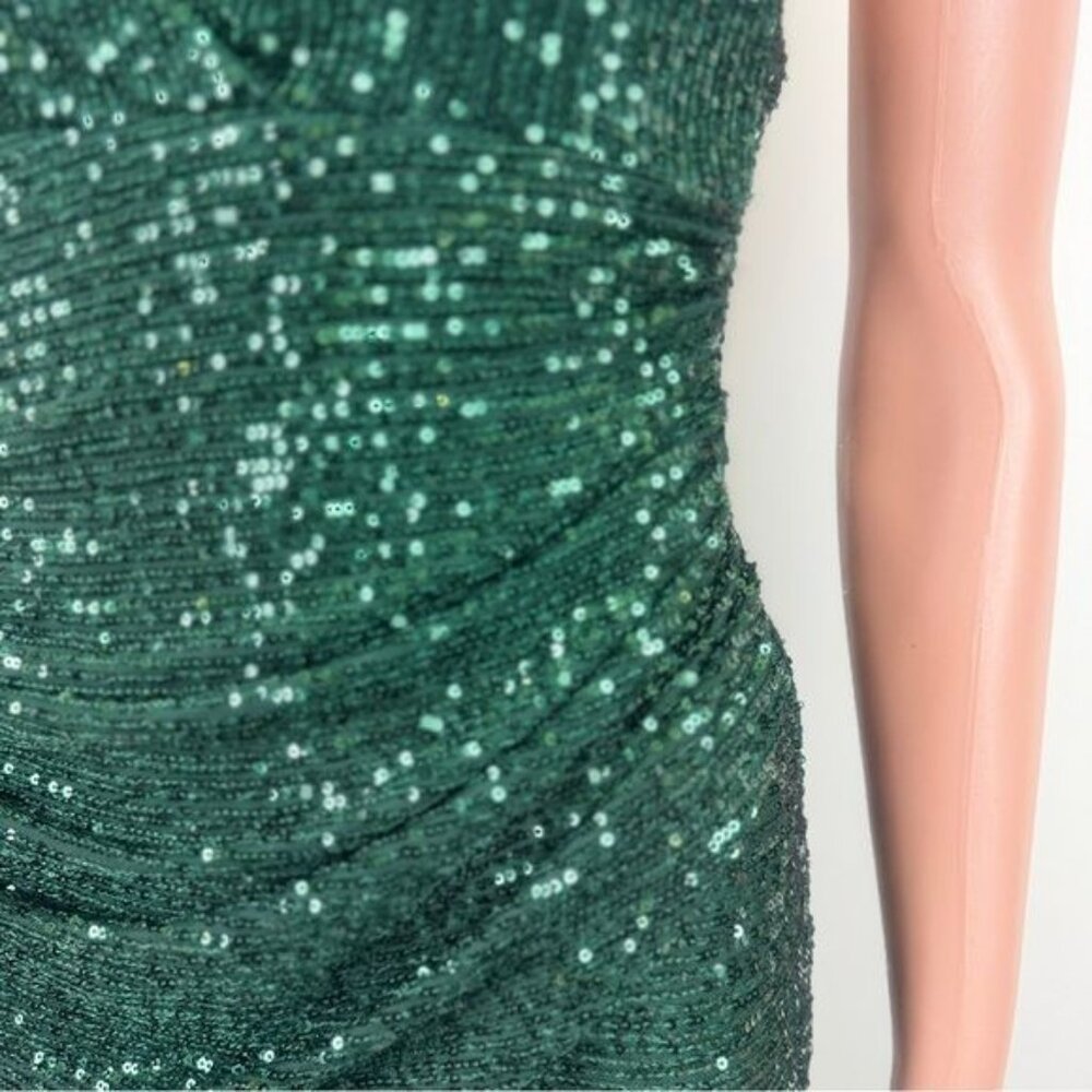 NWT Women's Fashion Nova Champagne Taste Sequin Maxi Dress - Hunter Green - Picture 10 of 10